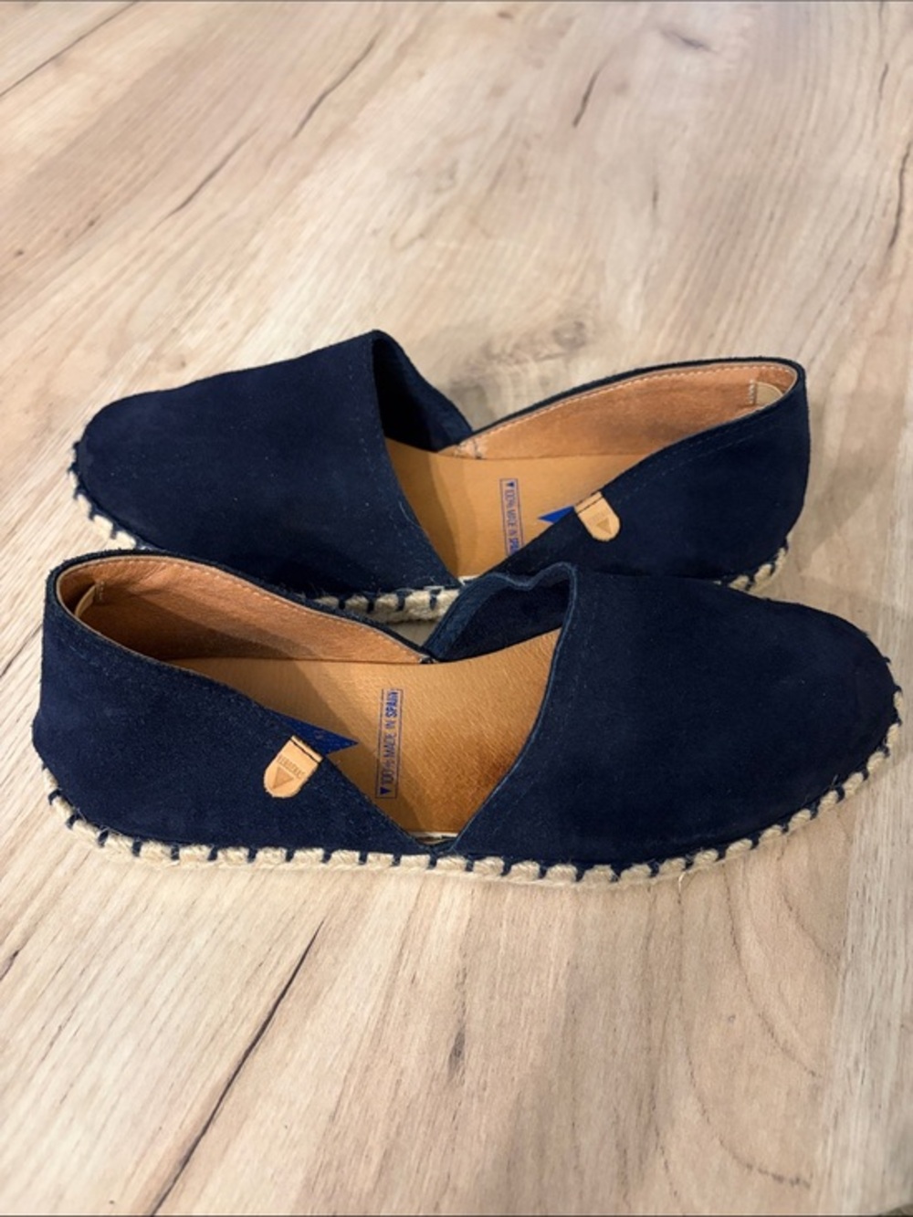VERBENAS CARMEN NAVY SUEDE D’ORSAY ESPADRILLE FLATS WOMENS SIZE EU 37 US 6.5-7